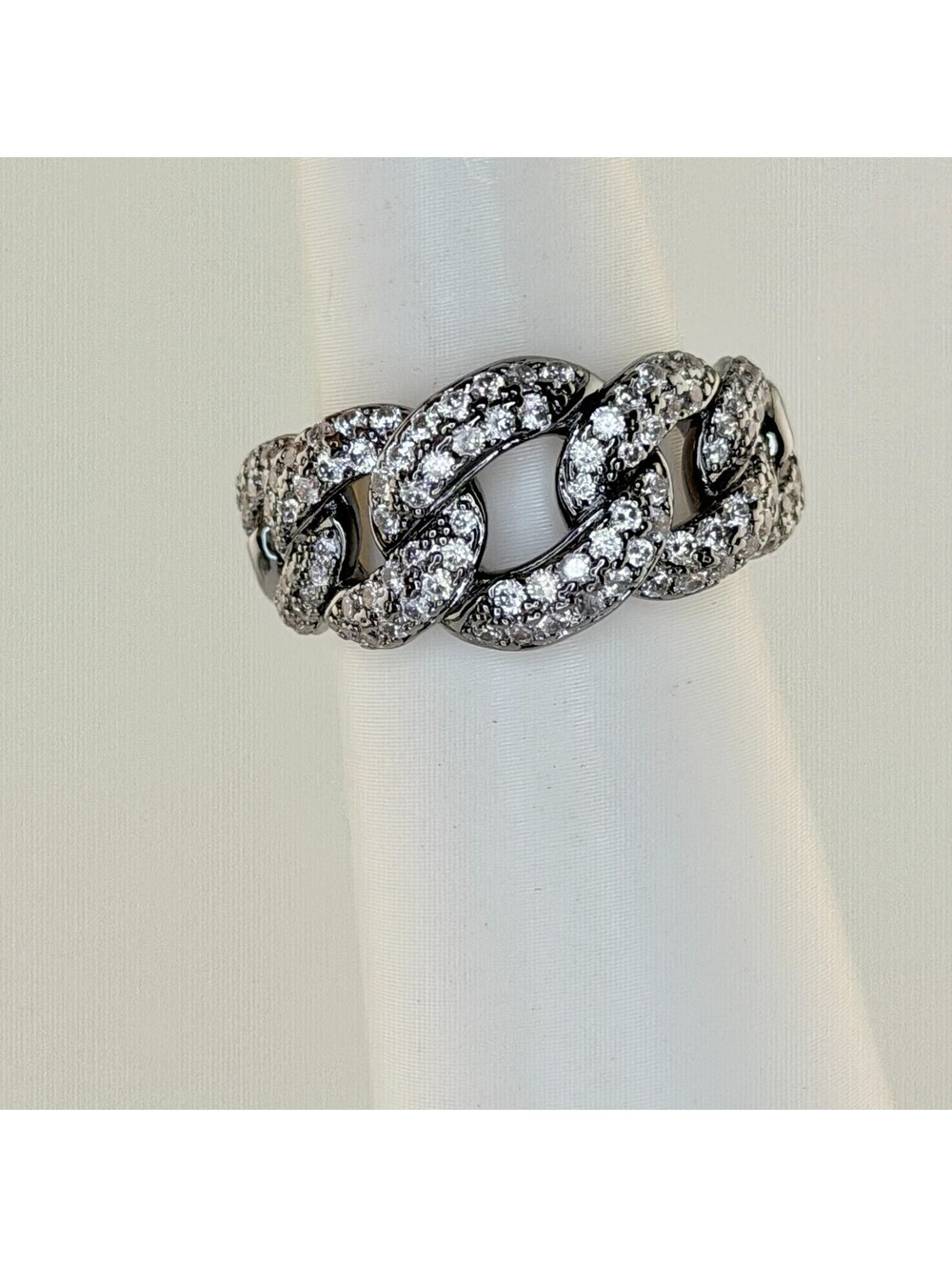 Bomb Party Sz 9 "Sparkling Perspective" Clear Cz on Hematite Pave LINK HTF